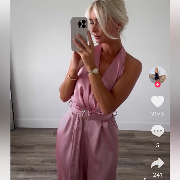 ZARA SATIN EFFECT JUMPSUIT WITH BELT - Picture 6 of 16